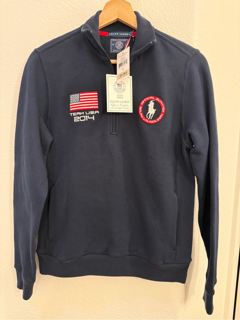 Polo Ralph Lauren Big Pony 2014 Olympic Half Zip Fleece Jacket NWT $175 - Name